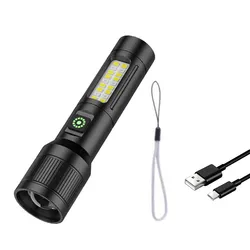 Lanterna LED portátil Helius com zoom, luz COB, recarregável e multifuncional