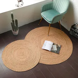 Tapete redondo de junco feito à mão, decoração fresca, estilo japonês, mat de tatame