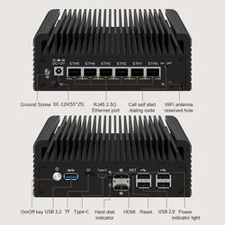 Günstiger Win Dows Mini Desktop Computer mit eingebautem lüfterlosem Computer, lüfterloser eingebetteter Box, industrieller Mini-PC mit 6xrj45