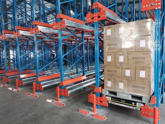 Rak Shuttle Otomatis Lifo Fifo Rak Bergerak Radio Shuttle 2000kg Robot Penanganan Kargo Kontrol Jarak Jauh Rak pictures & photos