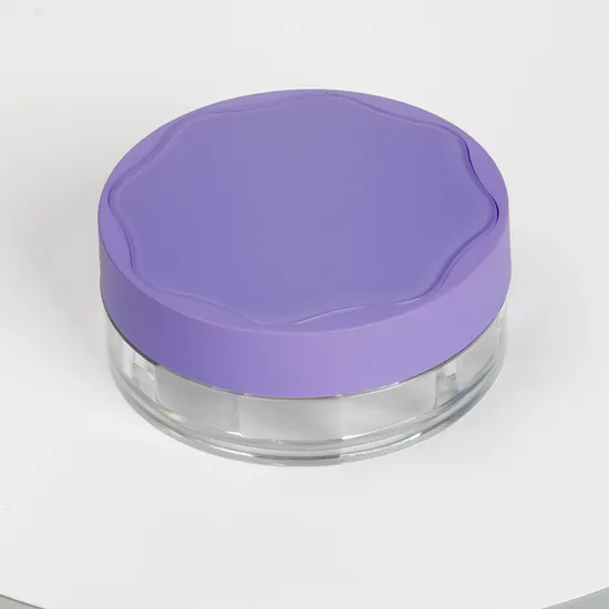 Contenitore cosmetico nero mini, contenitore viola, polvere fissante libera, design unico, custodia per cipria compatta, polvere libera pictures & photos