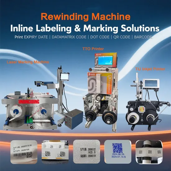 Máquina de rebobinado de línea nueva con codificación por inyección de tinta de rodillo a rodillo para codificación QR, operación simple, máquina de rebobinado pictures & photos