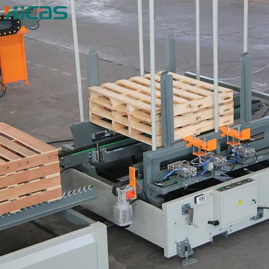 프로그램 제어 팔레트 제작 기계 Sf9025 반자동 수직 스트링거 팔레트 못 박기 기계와 적재 테이블 pictures & photos