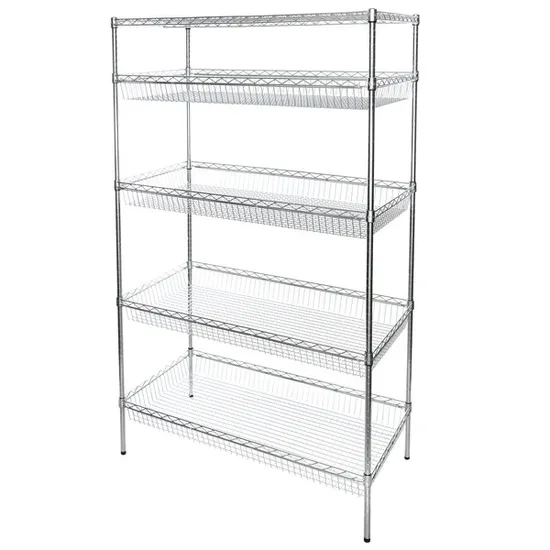 Étagère en métal pour cuisine, présentoir personnalisé, panier en fil mobile pictures & photos