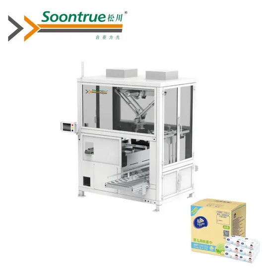 Macchina automatica per il confezionamento di fazzoletti in scatola, sistema di carico automatico ad alta velocità con controllo servo, programmazione PLC, stabile per alimenti, prodotti farmaceutici ed elettronica pictures & photos