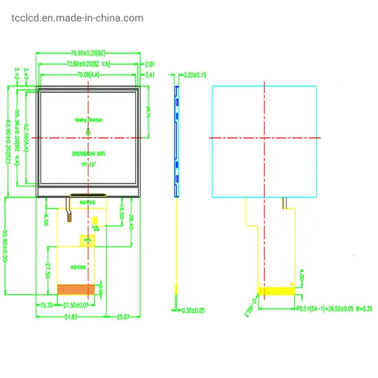 3.5" TFT LCD Display Bildschirm 320X240 Auflösung LCD Touch Display Bildschirm Modul pictures & photos