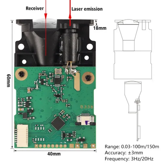100m Módulo de Sensor de Distancia Láser para Medición Industrial de Raspberry Pi pictures & photos