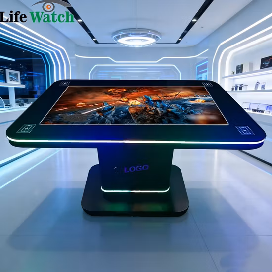43-Inch แอนดรอยด์ วินโดว์ แอลซีดี อินเตอร์แอคทีฟ สมาร์ท ทัช โต๊ะสำหรับเกม โต๊ะกาแฟควบคุมพร้อมโมดูล NFC สถานีชาร์จไฟ โมดูลกล้อง pictures & photos