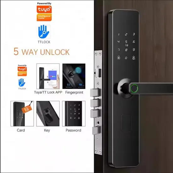 Blocco porta BLE Tt Lock ingresso senza chiave serratura intelligente controllo APP remoto apertura con impronta digitale codice carta chiave disponibile pictures & photos