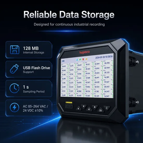 맞춤형 Rtd 입력 USB 2.0 인터페이스 디지털 무종이 기록기 128MB 내부 저장 데이터 로거 폐수 처리 모니터링용 pictures & photos