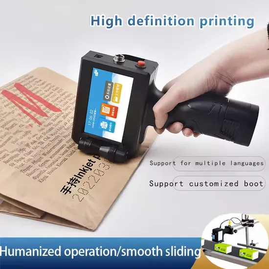 Handheld inkjetprinter met pistoolgreep Meerdere talen Sneldrogende niet-gecodeerde inkt voor tekst QR-code batchnummer datum pictures & photos
