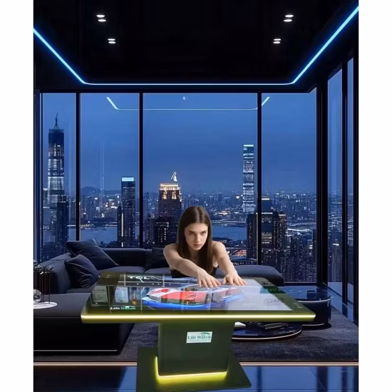 43-Inch แอนดรอยด์ วินโดว์ แอลซีดี อินเตอร์แอคทีฟ สมาร์ท ทัช โต๊ะสำหรับเกม โต๊ะกาแฟควบคุมพร้อมโมดูล NFC สถานีชาร์จไฟ โมดูลกล้อง pictures & photos