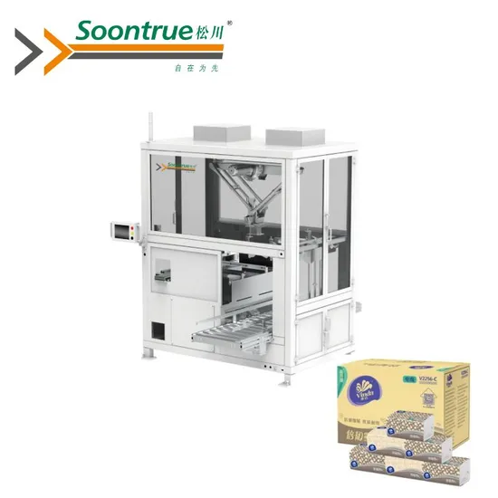 Macchina automatica per il confezionamento di fazzoletti in scatola, sistema di carico automatico ad alta velocità con controllo servo, programmazione PLC, stabile per alimenti, prodotti farmaceutici ed elettronica pictures & photos