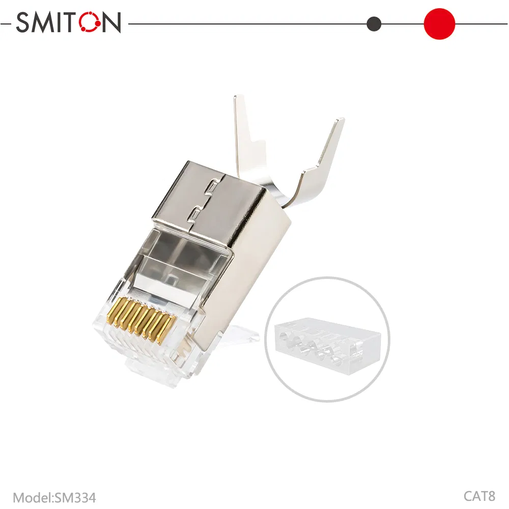 Высокопроизводительный Cat8 RJ45 8p8c Модульный разъем с экранированием 8p8c Адаптер сетевого кабеля STP FTP для использования с компьютером и маршрутизатором pictures & photos