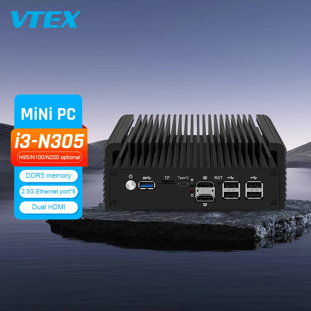 Günstiger Win Dows Mini Desktop Computer mit eingebautem lüfterlosem Computer, lüfterloser eingebetteter Box, industrieller Mini-PC mit 6xrj45 pictures & photos