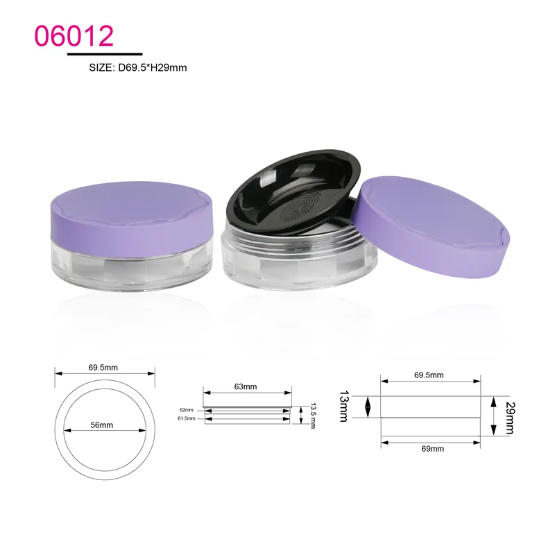 Contenitore cosmetico nero mini, contenitore viola, polvere fissante libera, design unico, custodia per cipria compatta, polvere libera pictures & photos