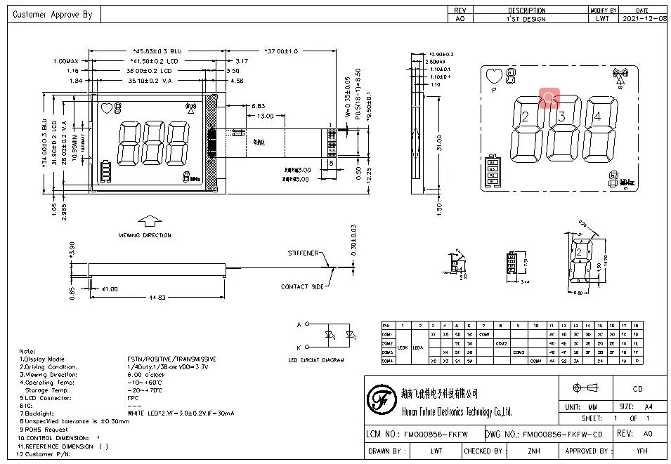 Fabrikproduktion FSTN positives Segment-LCD-Anzeigemodul für Thermometer pictures & photos