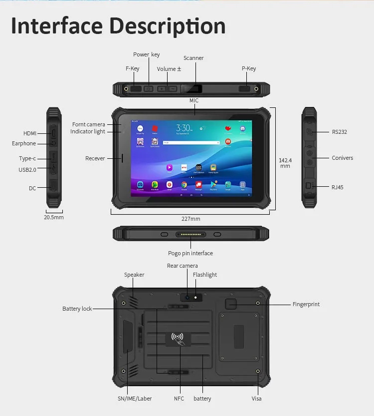 タブレットPC 耐久性 GPS Rk3568 Rk3588 WiFi USB 工業用 耐久性 Android タブレット pictures & photos