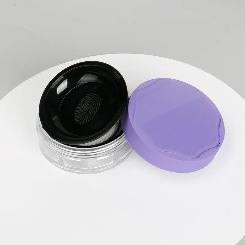 Contenitore cosmetico nero mini, contenitore viola, polvere fissante libera, design unico, custodia per cipria compatta, polvere libera pictures & photos