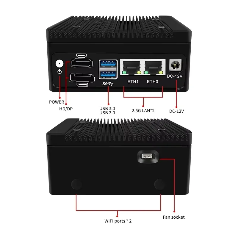 ОЕМ N100 Встраиваемый мини-ПК 2LAN Роутер Pfsense Тонкий клиент Мини-компьютер pictures & photos