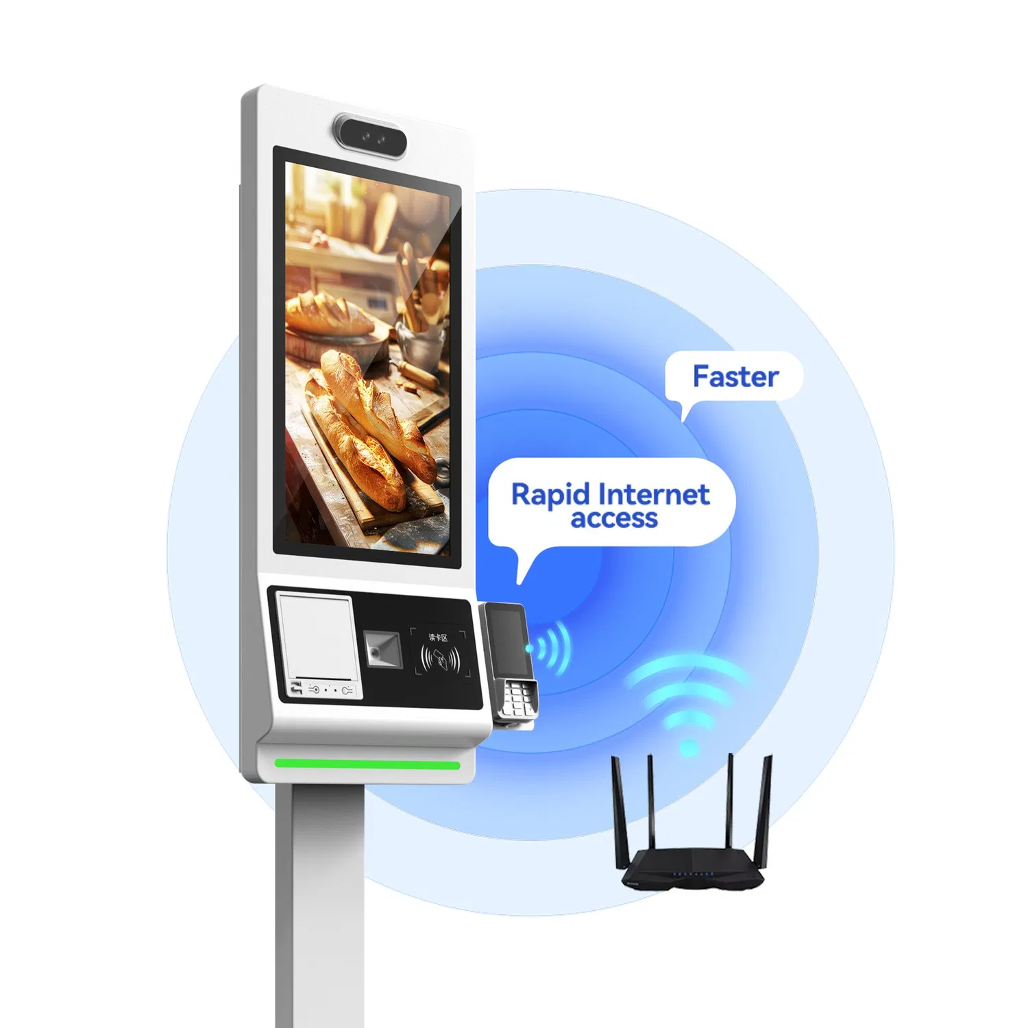 Sistema di Checkout Self Service Interattivo 32-Inch Schermo del Sistema Operativo Windows Scanner di Codici QR Stampante di Ricevute 21.5-Inch pictures & photos