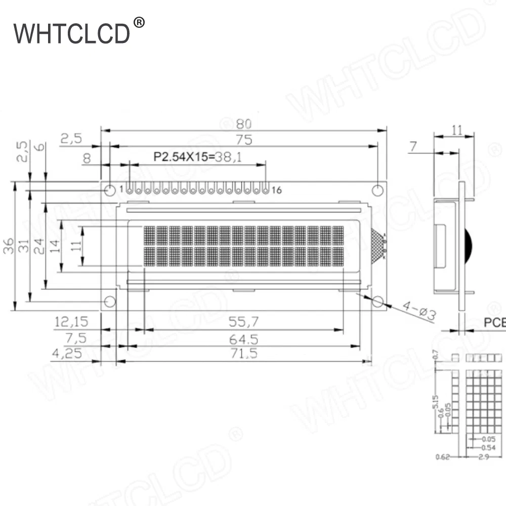 Premium Whtclcd 1602A 16X2 LCD-Anzeigemodul für Elektronik pictures & photos
