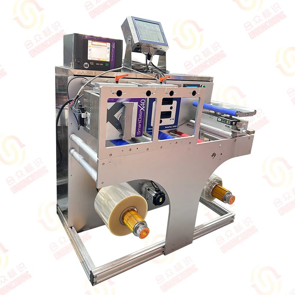 Intelligente hoge snelheid automatische label jet codering terugwinding machine label film tape terugwinding datum codering machine pictures & photos