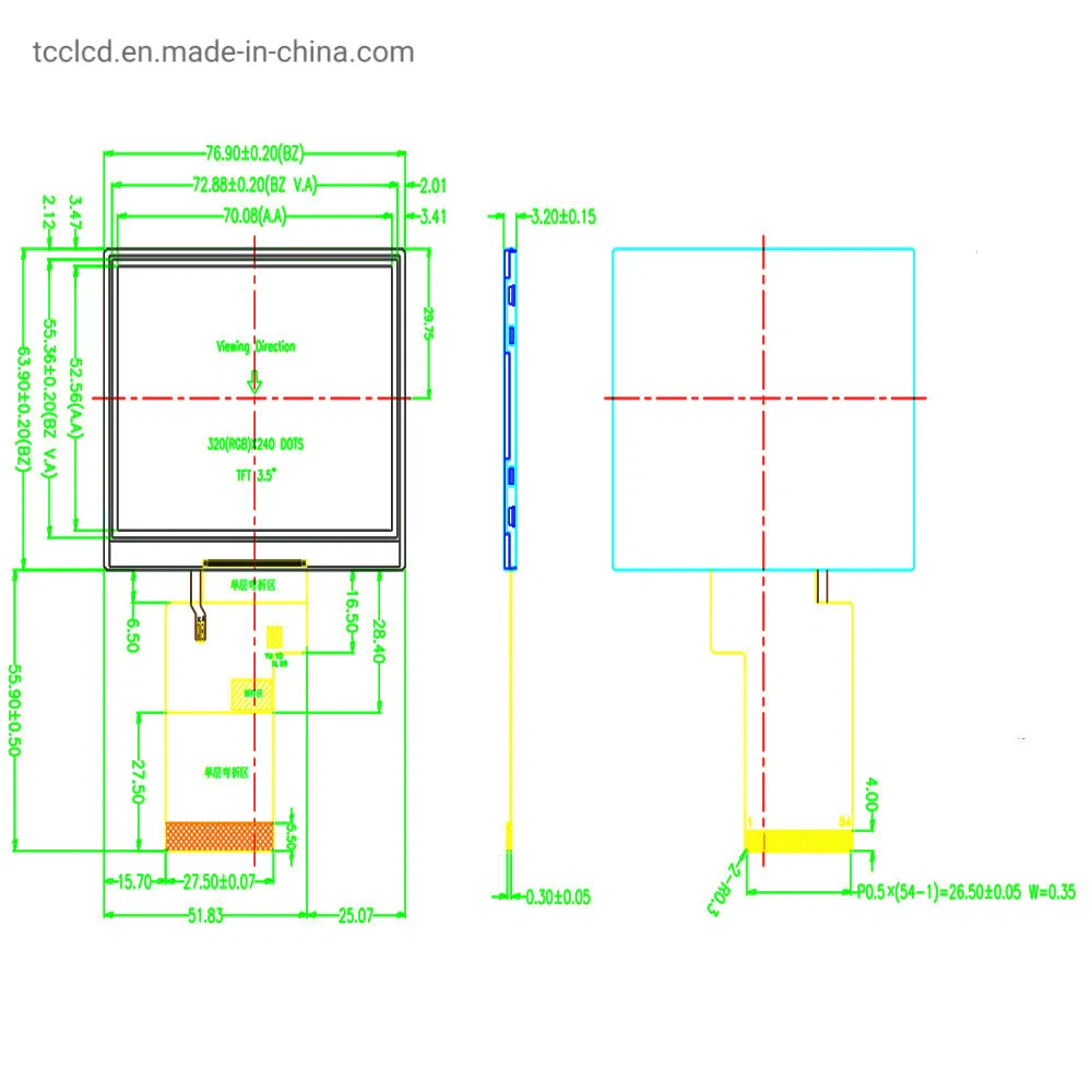 3.5" TFT LCD Display Bildschirm 320X240 Auflösung LCD Touch Display Bildschirm Modul pictures & photos