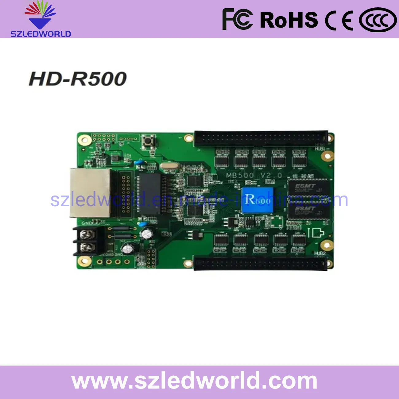 Controlador de Display LED em Cores Completas Cartão Receptor de Tela LED Huidu R501 R500 R512 R508 R612 pictures & photos