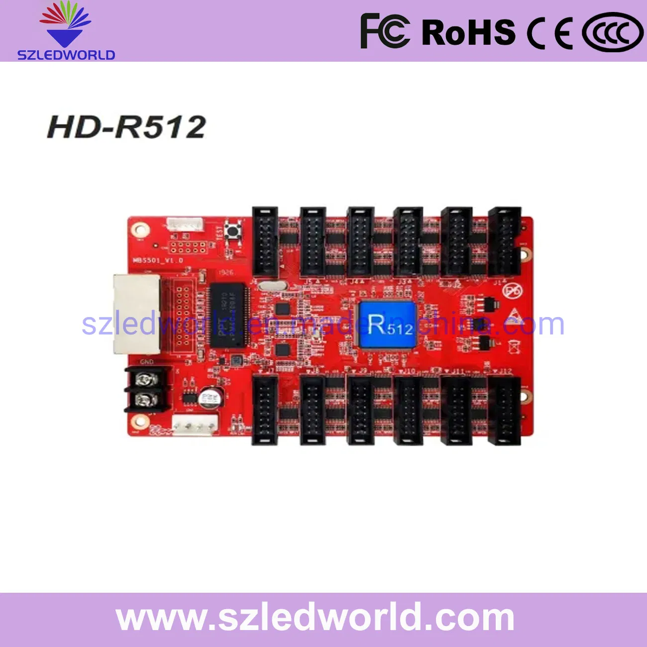 Controlador de Display LED em Cores Completas Cartão Receptor de Tela LED Huidu R501 R500 R512 R508 R612 pictures & photos