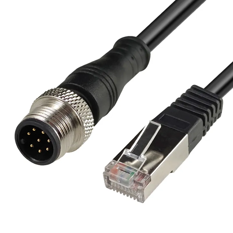M12 Ethernet Kabel LAN Netwerk D Code 4pin M12 D-Code naar RJ45 Connector M12 naar RJ45 D Codering 4 Pin M12 RJ45 pictures & photos