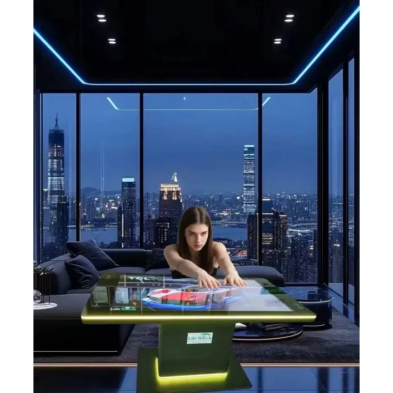 65-Inch แอนดรอยด์ วินโดวส์ LCD โต๊ะสัมผัสอัจฉริยะสำหรับเกม โต๊ะกาแฟควบคุมพร้อมโมดูล NFC สถานีชาร์จพลังงาน โมดูลกล้อง pictures & photos
