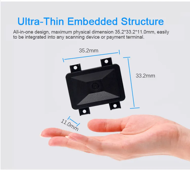 Módulo de escáner de código de barras QR embebido mini con interfaz USB TTL para sistema de control de acceso de pago en quioscos pictures & photos