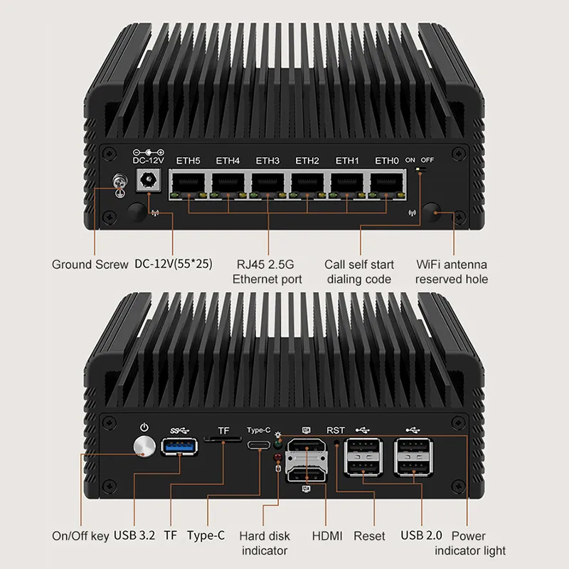 Günstiger Win Dows Mini Desktop Computer mit eingebautem lüfterlosem Computer, lüfterloser eingebetteter Box, industrieller Mini-PC mit 6xrj45 pictures & photos