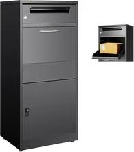 Verriegelbare schwarze Metall-Paketbox für draußen