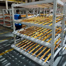 Estantería de almacén OEM personalizada con flujo de cajas y rotación de existencias FIFO para centros de distribución de bebidas