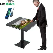 22-Inch スマートワイヤレス充電のAndroidおよびWindowsシステムインタラクティブタッチLCDテーブル、カスタマイズされたカラーバーLEDデザイン付き