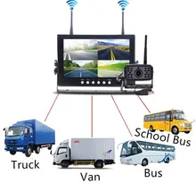Kit de moniteur quad sans fil pour aide à la marche arrière avec écran TFT LCD 7 pouces, moniteur à 4 canaux avec kit DVR intégré