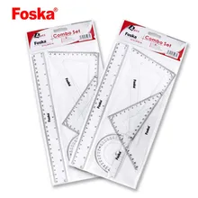 Fabrik PVC klare Kunststoff flexible Geometrie Messdreieck Winkelmesser Lineal Set