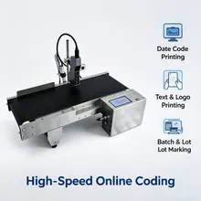 Mesin Coding Inkjet Berkecepatan Tinggi, Printer Tanggal Kedaluwarsa, Mesin Coding untuk Lini Produksi