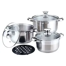 ชุดเครื่องครัวสแตนเลสพร้อมชั้นนึ่ง 7PCS