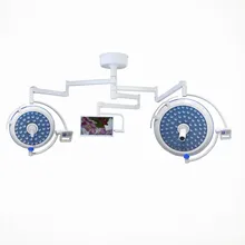 Lampada chirurgica a LED senza ombre a doppia testa da soffitto con sistema di telecamera