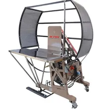 Máy đóng đai dây PE bán tự động trực tiếp từ nhà máy với bánh xe di động