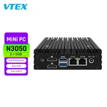 حاسوب مكتبي مدمج Win11 جهاز توجيه صناعي ناعم N3050 حاسوب صغير 2xhd جهاز فاير وول مروحة بدون مروحة حاسوب صغير