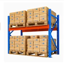 Rastrelliera per pallet selettiva rivestita in polvere blu e arancione, sistema di stoccaggio pallet industriale per carichi pesanti