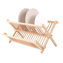 高品質の人気キッチン乾燥ラック 排水用家用品 キッチン用品 食器乾燥ラック バンブーキッチン食器ラック 木製折りたたみラック
