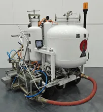 Macchina per marcatura a rivestimento DOT a due componenti spinta a mano con controller di programma intelligente, pannello di controllo umanizzato e sistema di velocità variabile continua Macchina per marcatura a rivestimento DOT a due componenti spinta a mano con controller di programma intelligente, pannello di controllo umanizzato e sistema di velocità variabile continua
