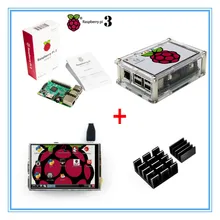 Himbeere Pi 3 Modell B + 3.5 Zoll Himbeere LCD TFT + Acrylgehäuse + Kühlkörper