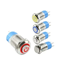 19mm 스레드 장착 금속 푸시 버튼 스위치 다채로운 LED 방수 푸시 버튼
