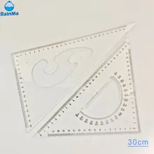 30cm Kunststoff Transparenz Mathematik Dreieck Messlineal Set für die Schule
